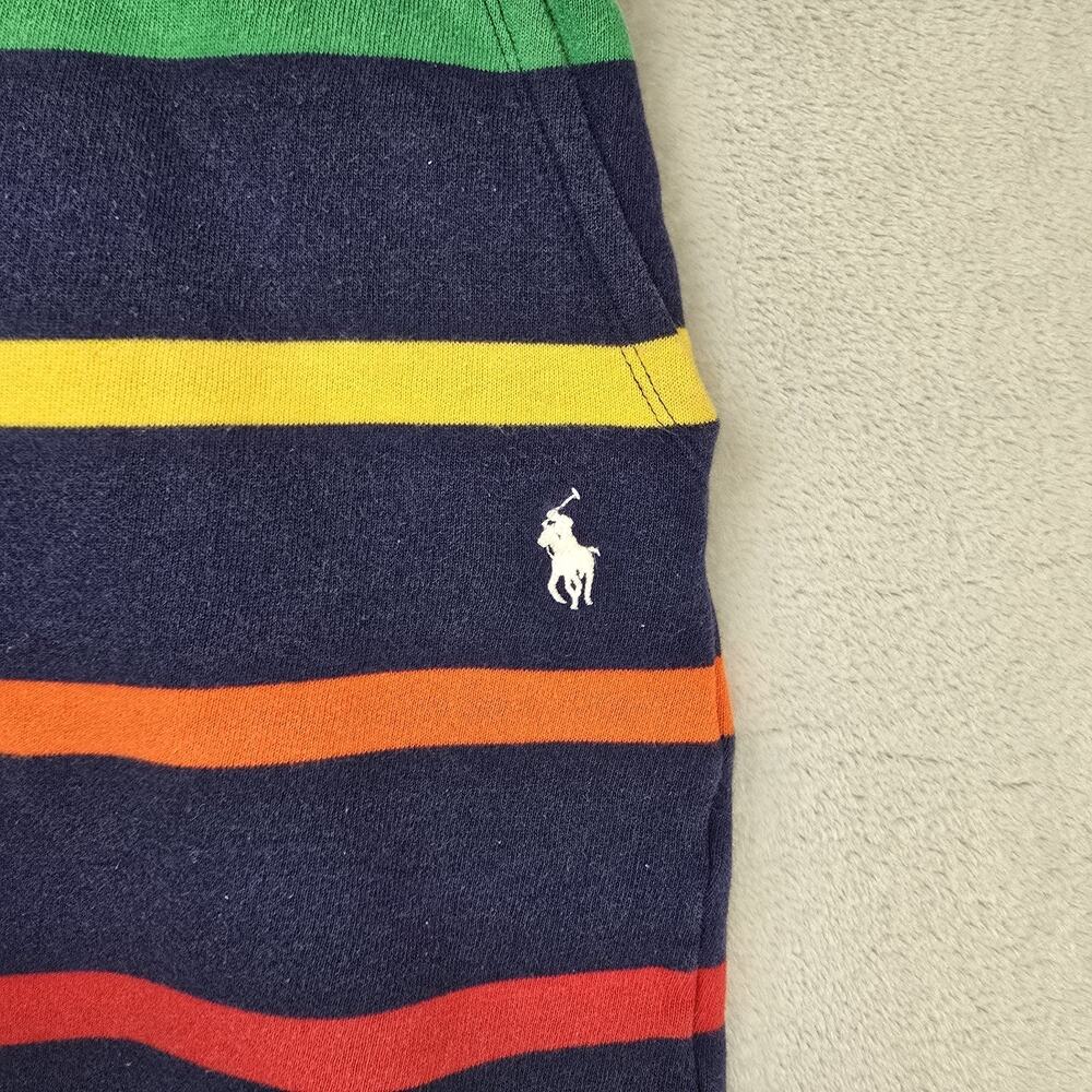 Polo Ralph Lauren Fleece Shorts Mens Large Navy Blue 7" Striped FLAWS - Picture 2 of 13